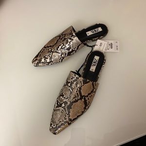 Zara Snakeskin Slipper Shoe NWT